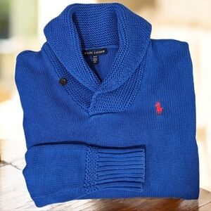 Ralph Lauren Men's V-Neck Sweater in Cobalt Blue Size -- M